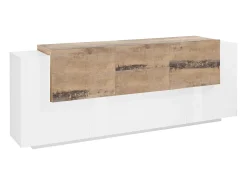 Aparador diseño moderno blanco madera 220 cm 5 puertas 2 cajones New Coro Wide