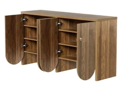 Aparador efecto nogal 147 × 40 × 80 cm - Mueble con 4 puertas - para salón, comedor y recibidor