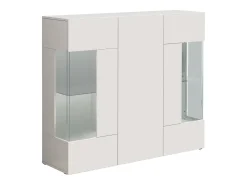 Aparador Egypt con 3 puertas e inserciones de cristal expositor blanco brillo 135x40x120 cm