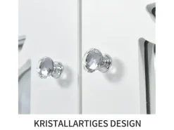 Aparador elegante con espejo blanco, aparador versátil – 4 puertas, estante ajustable