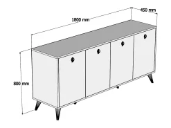 Aparador Elite 1612 blanco color nogal 180x45x80 cm