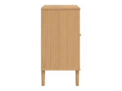 Aparador en imitación ratán marrón 80x40x80 cm madera maciza de pino