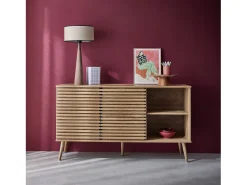 Aparador escandinavo de madera con 2 puertas, 140cm natural