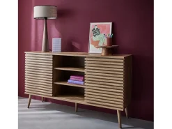 Aparador escandinavo de madera con 2 puertas, 140cm natural