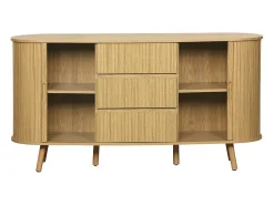 Aparador escandinavo efecto madera ranurada con 2 puertas correderas,