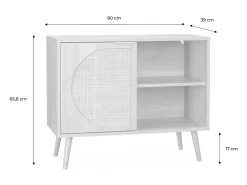 Aparador estilo escandinavo con madera redondeada, 80cm natural