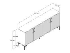 Aparador estilo industrial de 160 cm ARKEL