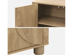 Aparador exótico efecto madera con 4 puertas, 155cm efecto madera miel
