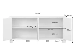 Aparador exótico efecto madera con 4 puertas, 155cm efecto madera miel
