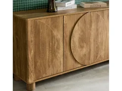 Aparador exótico efecto madera con 4 puertas, 155cm efecto madera miel