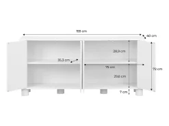 Aparador exótico efecto madera con 4 puertas, 155cm beige