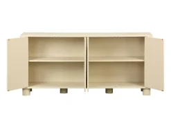 Aparador exótico efecto madera con 4 puertas, 155cm beige