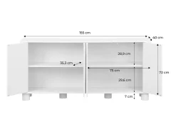 Aparador exótico efecto madera con 4 puertas, 155cm beige
