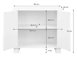 Aparador exótico efecto madera de mango con 2 puertas, 80cm efecto