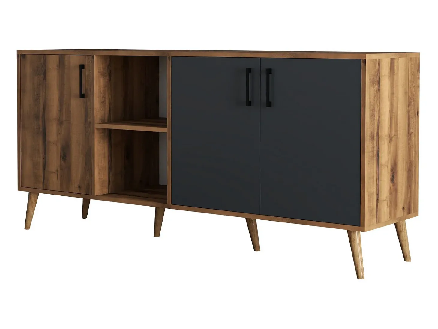 Aparador Exxen-1620 antracita color nogal 180x45x80 cm