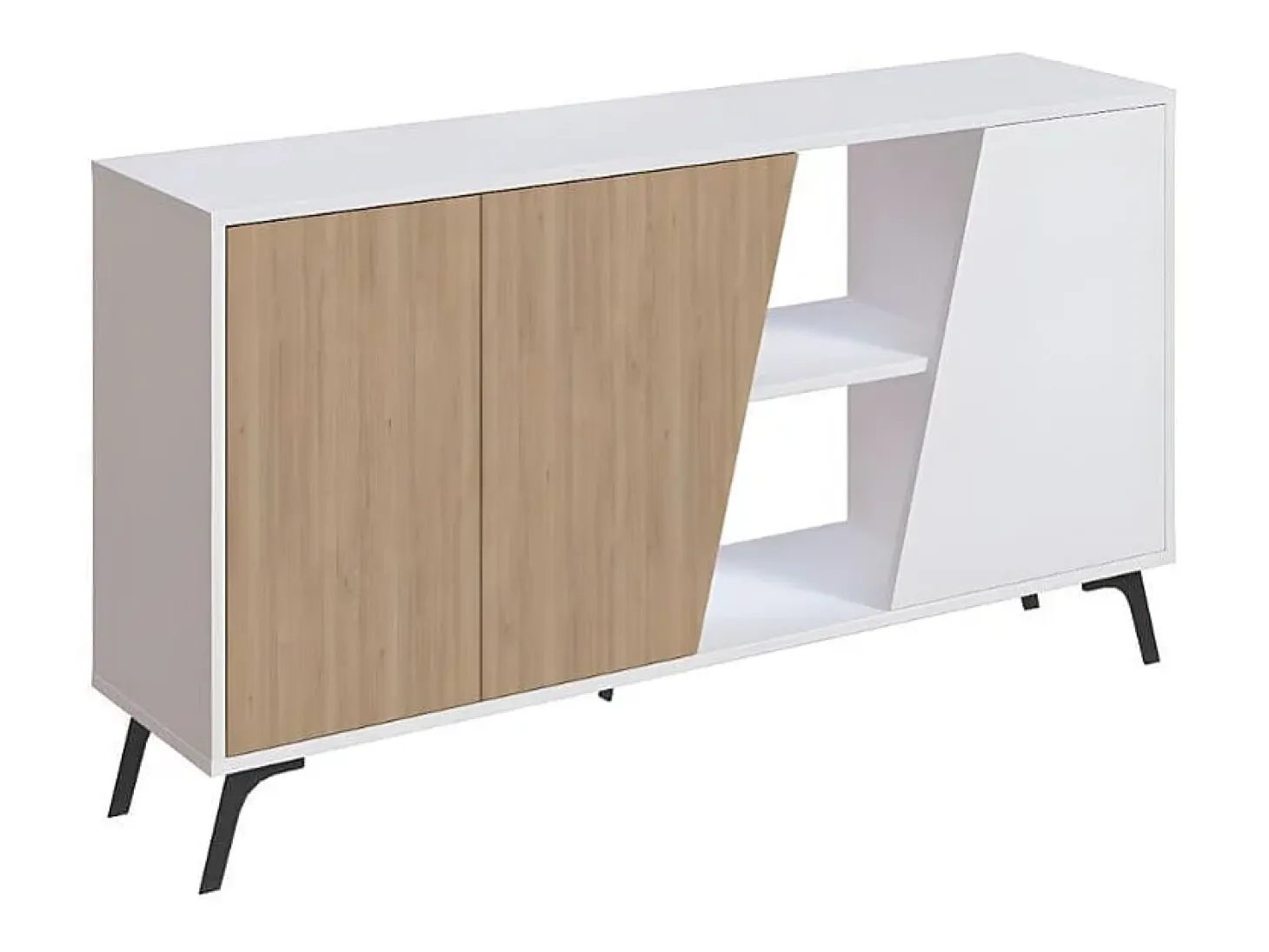 Aparador Fiona 2 puertas + 5 compartimentos roble/blanco 82x150x35,6 cm
