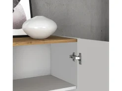Aparador Garda con 3 puertas y 3 cajones blanco brillo y roble 102x35x110 cm