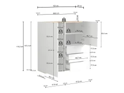 Aparador Garda con 3 puertas y 3 cajones topo mate y roble 102x35x110 cm