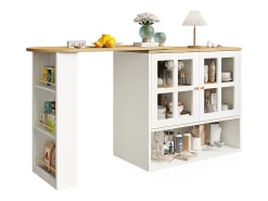 Aparador giratorio con estantes y espacio de almacenaje abierto, 2 puertas, blanco - para dormitorio y salón