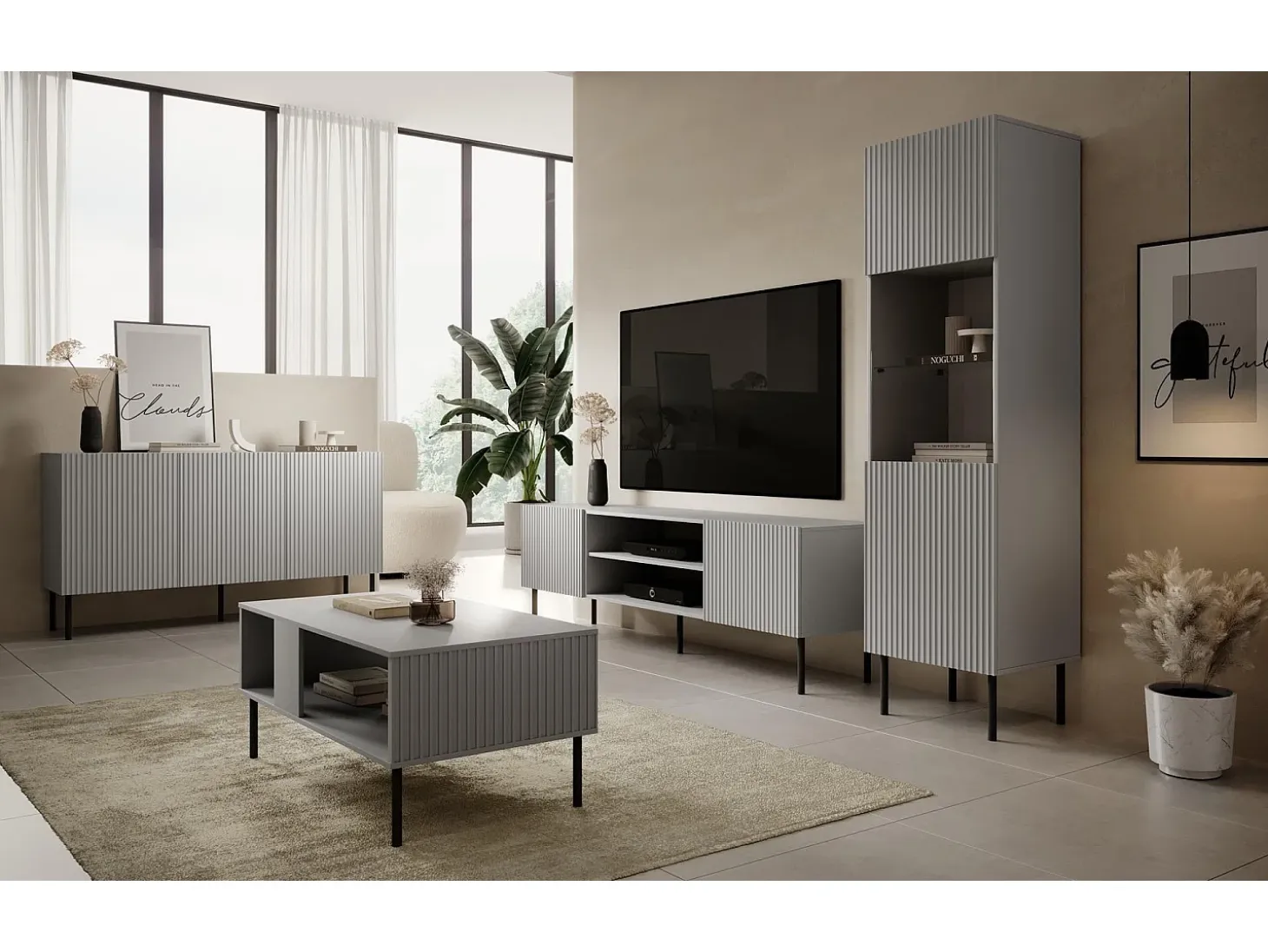 Aparador gris claro con 3 puertas Gatsby
