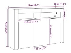 Aparador Gris Concreto 116 x 30 x 75 cm Madera de ingeniería