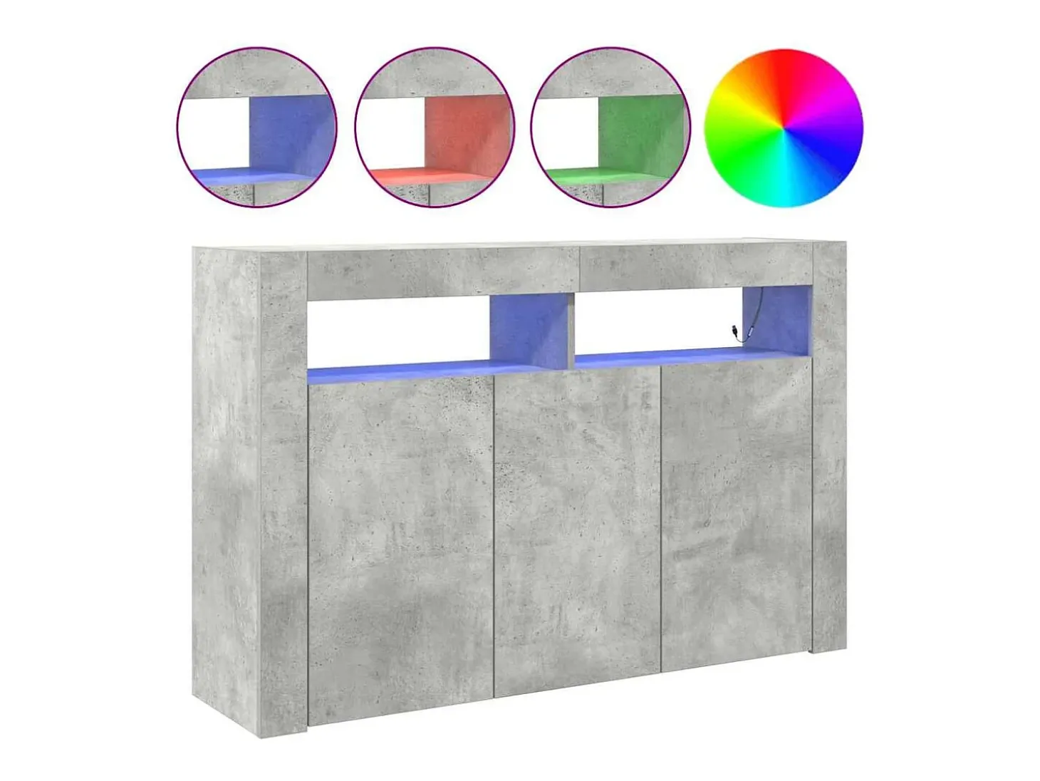 Aparador Gris Concreto 116 x 30 x 75 cm Madera de ingeniería