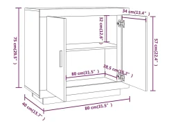 Aparador Gris Hormigón 80x40x75 cm Madera de Ingeniería