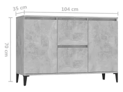 Aparador gris hormigón 104x35x70 cm madera de ingeniería