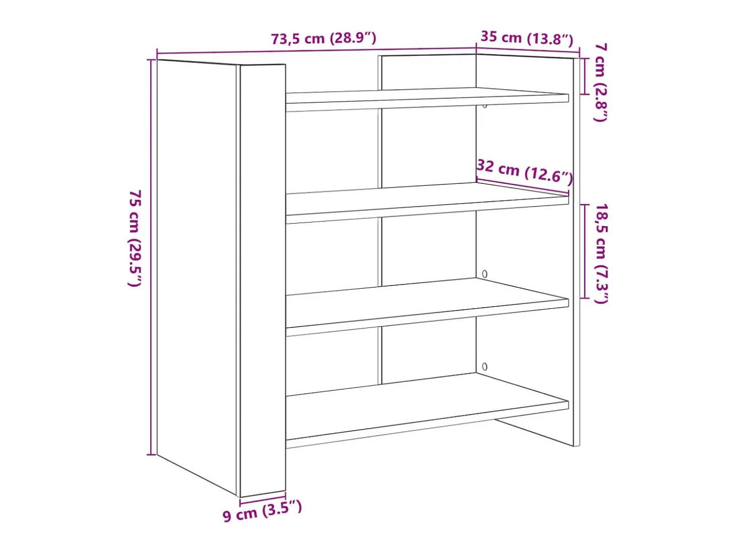 Aparador gris hormigón 73,5x35x75 cm madera de ingeniería