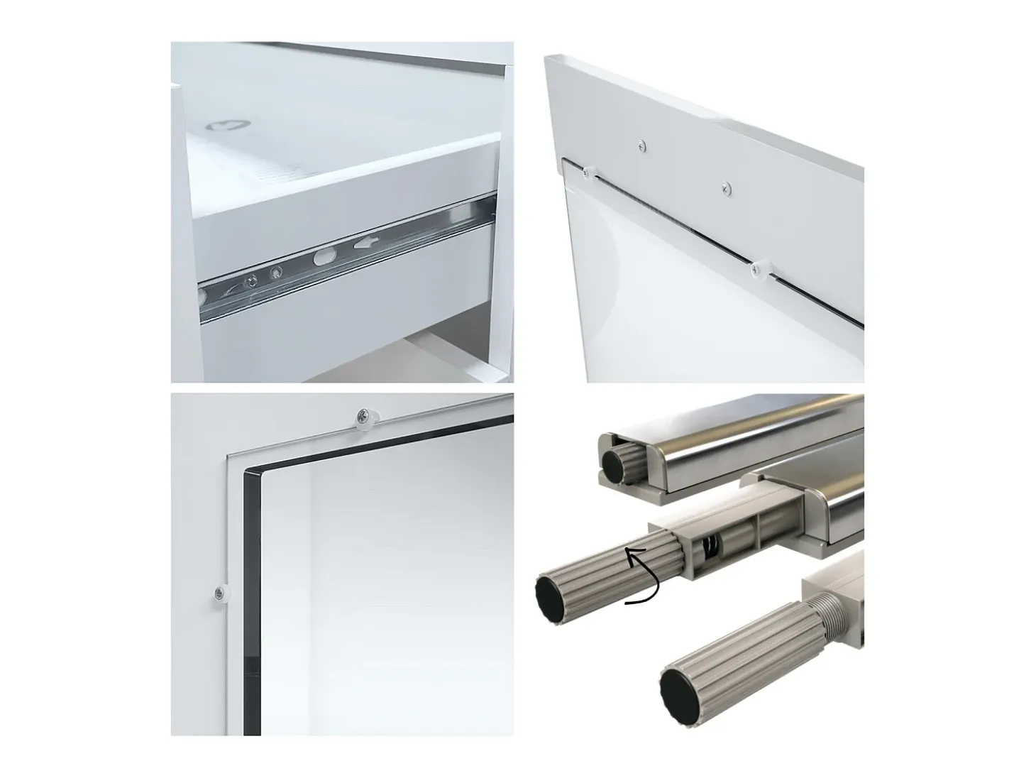Aparador Grömitz V1 – Mueble con 2 Puertas Grandes y 4 Cajones, blanco mate/gris de alto brillo (138,5 x 75,5 x 35)