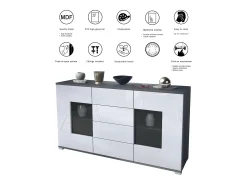 Aparador Grömitz V1 – Mueble con 2 Puertas Grandes y 4 Cajones, antracita mate/mezclilla mate (138,5 x 75,5 x 35)