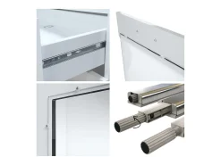 Aparador Grömitz V1 – Mueble con 2 Puertas Grandes y 4 Cajones, blanco mate/burdeos de alto brillo (138,5 x 75,5 x 35)