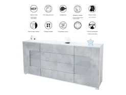 Aparador Grömitz V2 – Mueble con 2 Puertas Grandes y 4 Cajones, blanco mate/blanco de alto brillo (166,5 x 75,5 x 35)