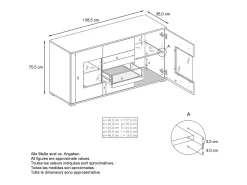 Aparador Grömitz V1 – Mueble con 2 Puertas Grandes y 4 Cajones, blanco mate/blanco de alto brillo (138,5 x 75,5 x 35)