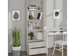 Aparador HAMAR Blanco 60x35x180 cm Madera maciza de pino