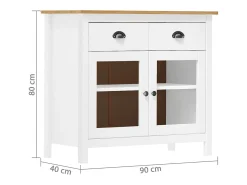 Aparador Hill Blanco 90x40x80 cm Madera Maciza de Pino