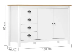 Aparador Hill madera maciza de pino blanco 130x40x80 cm ES81233
