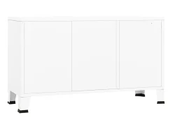 Aparador industrial de metal y vidrio blanco 105x35x62 cm ES85427