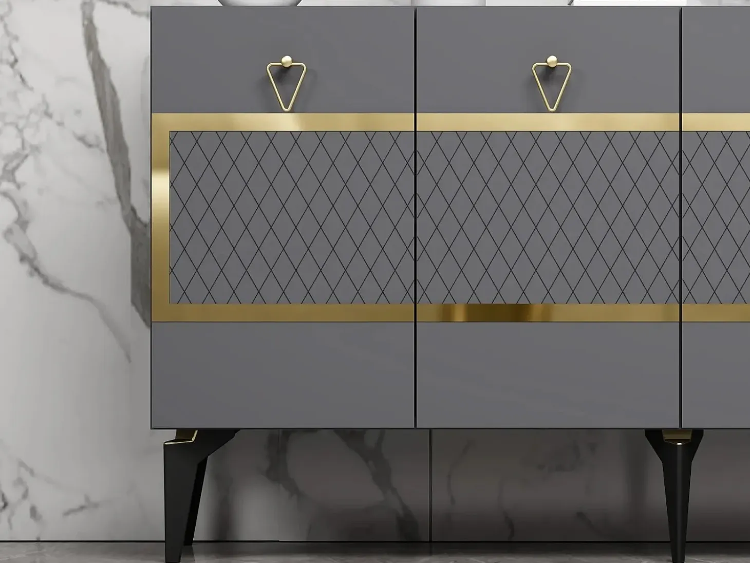 Aparador Ipek Antracita dorado150x40x79 cm