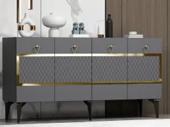 Aparador Ipek Antracita dorado150x40x79 cm