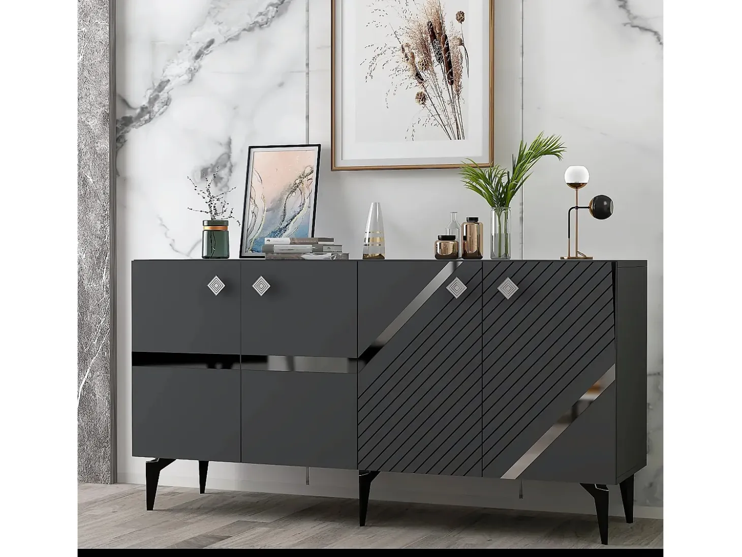 Aparador Iris Antracita Plata 150x79x40 cm