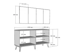 Aparador Isil Antracita Plata 150x40x80 cm