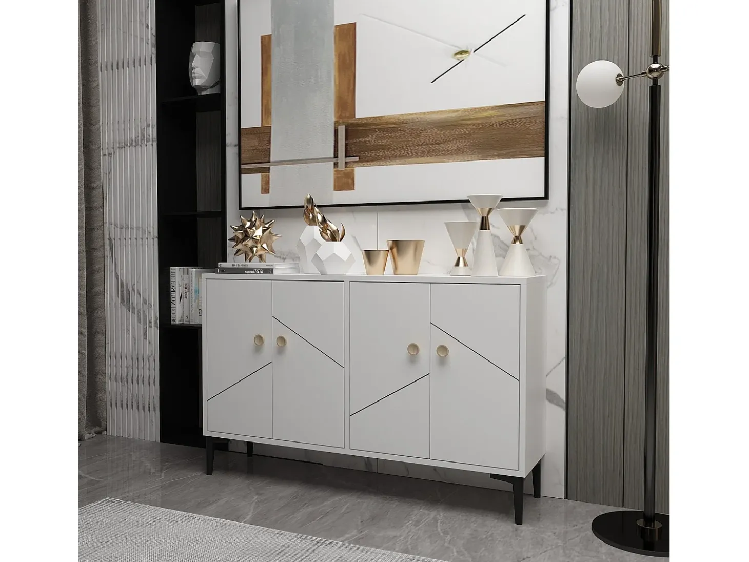 Aparador Kailua 1958, Blanco, 75x120x30cm, Aglomerado laminado