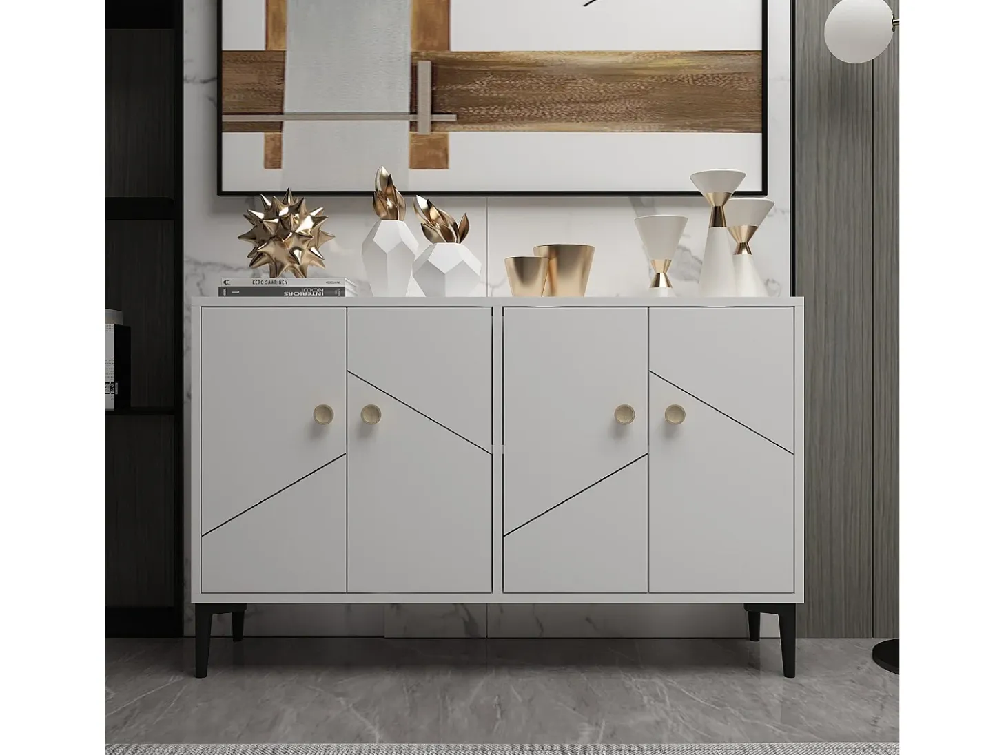 Aparador Kailua 1958, Blanco, 75x120x30cm, Aglomerado laminado