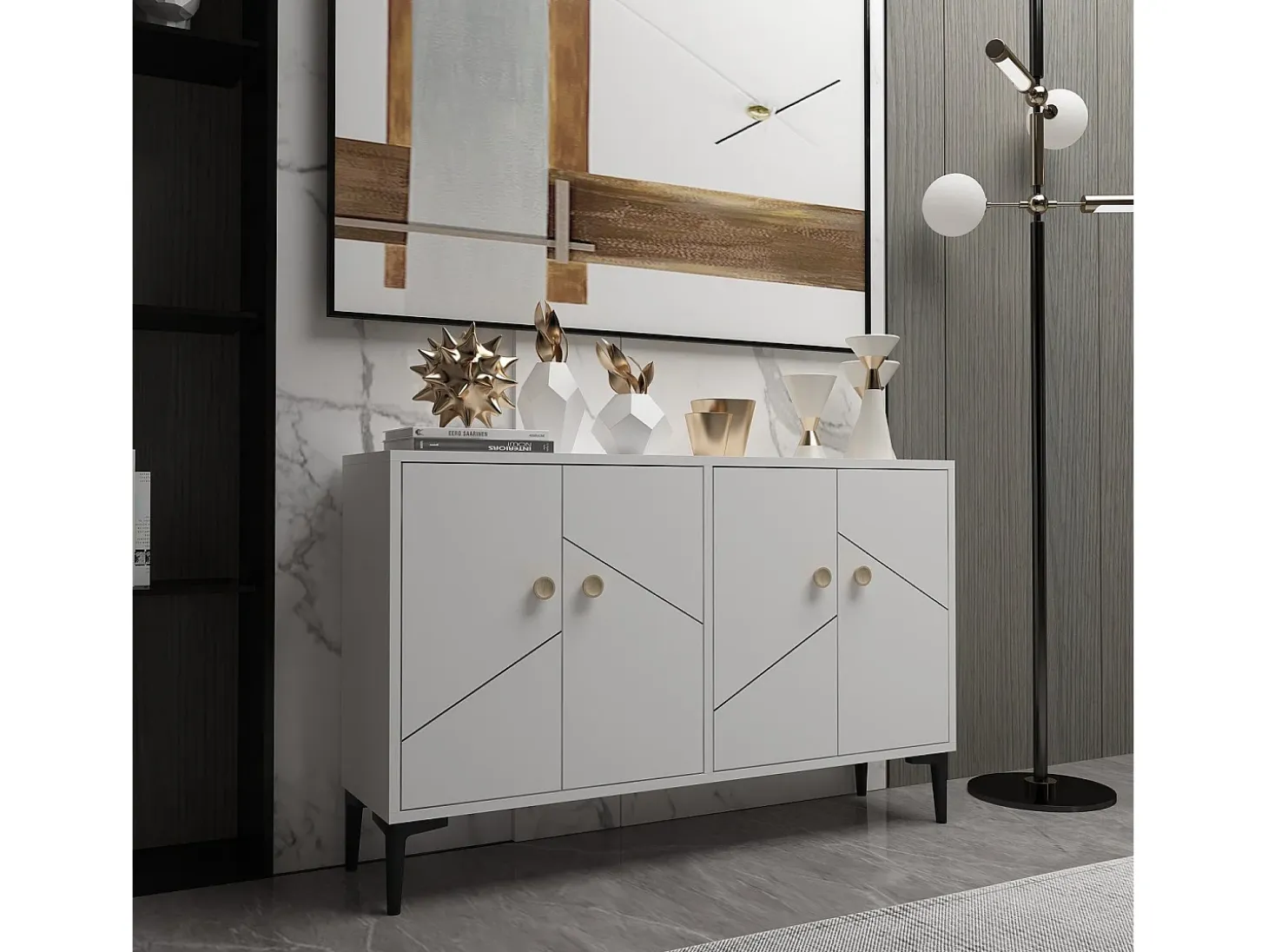 Aparador Kailua 1958, Blanco, 75x120x30cm, Aglomerado laminado