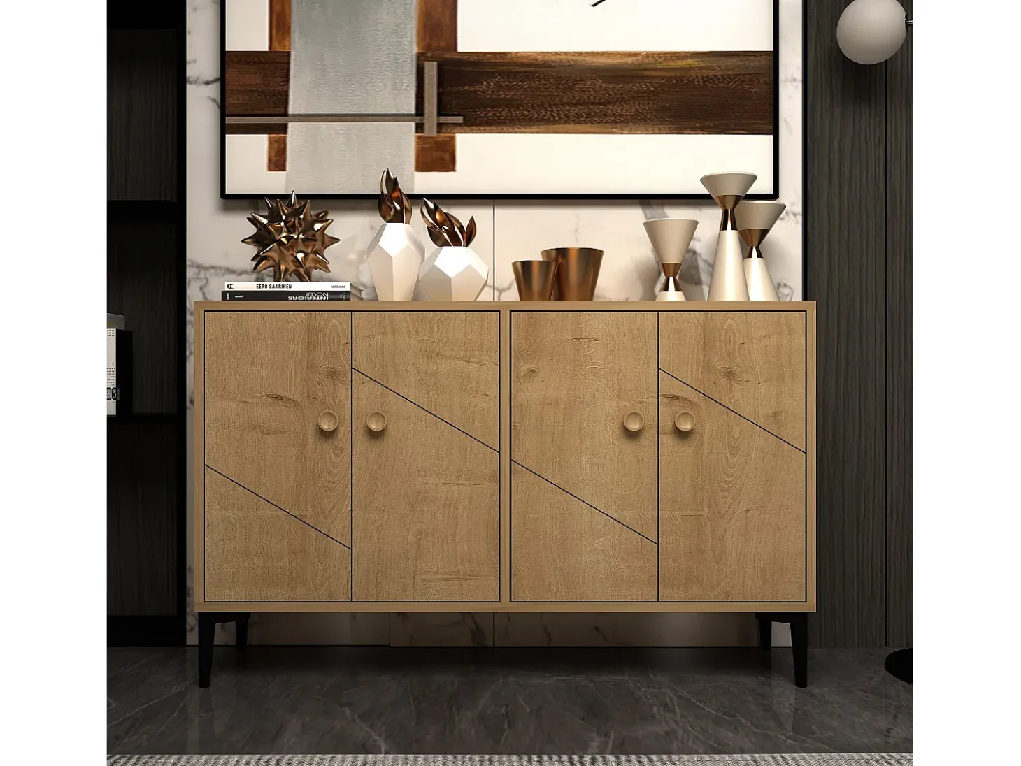 Aparador Kailua 1959, Roble, 75x120x30cm, Aglomerado laminado