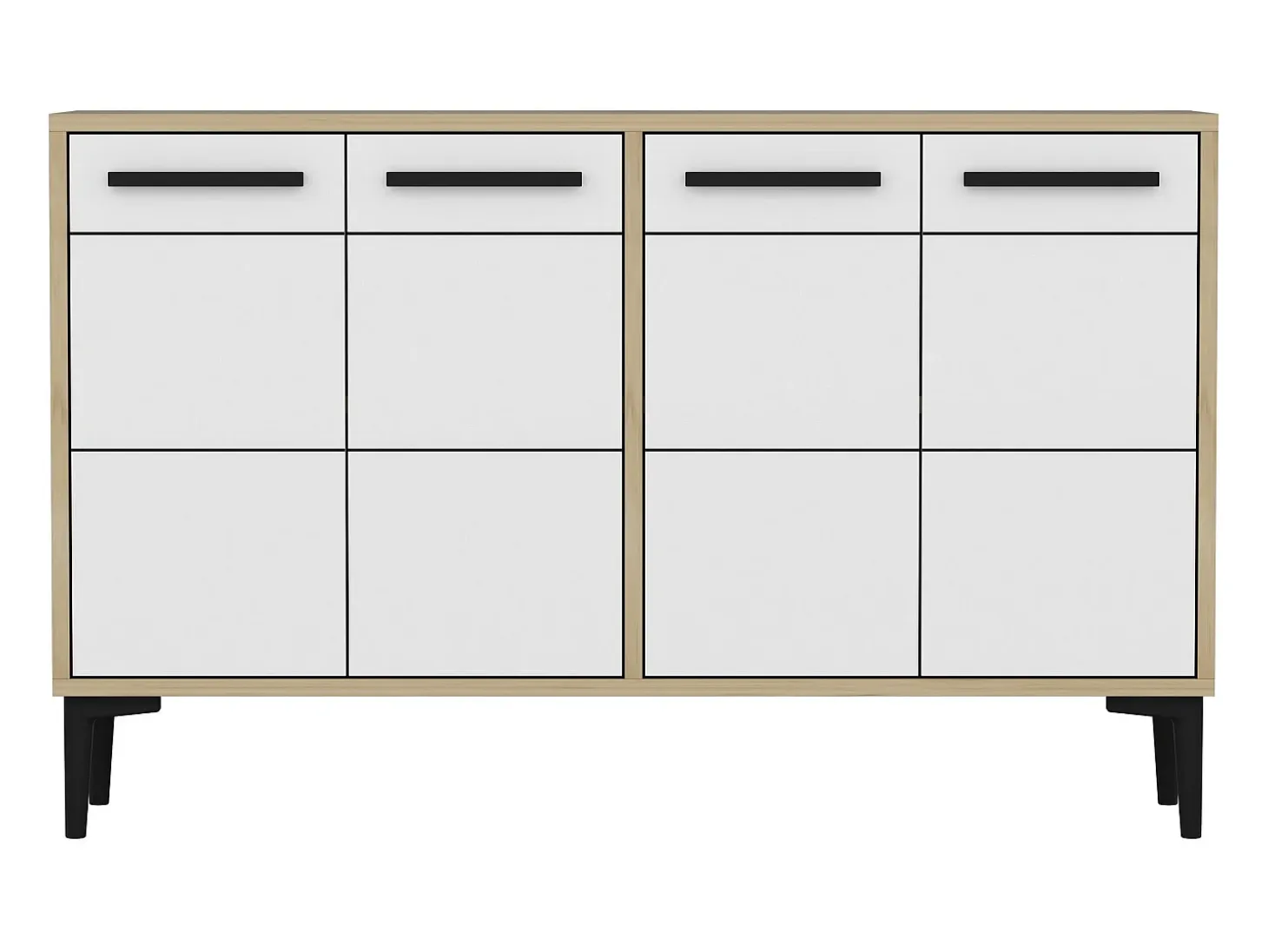 Aparador Kailua 1948, Roble|Blanco, 75x120x30cm, Aglomerado laminado