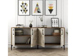 Aparador Kiev blanco color nogal 180x35x78 cm