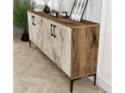Aparador Kiev blanco color nogal 180x35x78 cm