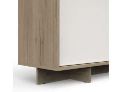 Aparador Lead 1 Cajón 3 Puertas Estantes Roble Blanco Melamina 157 cm